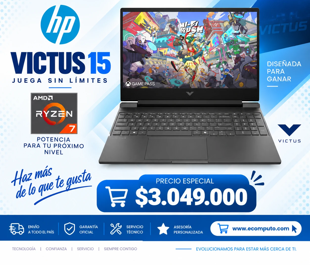 Arte de HP Victus 15, con su precio y ficha técnica