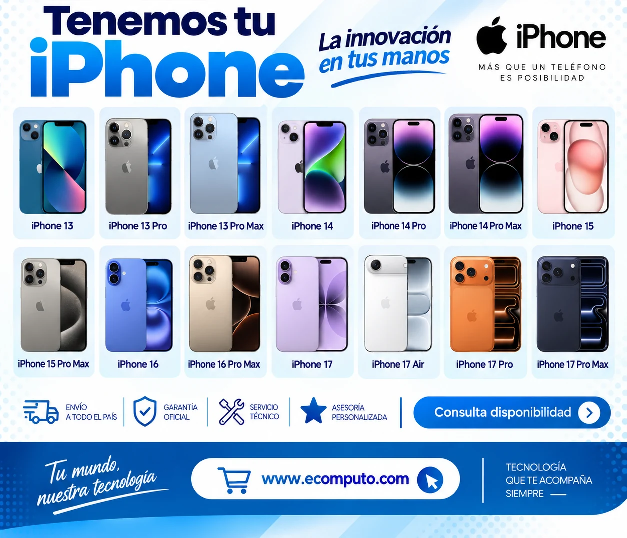 Arte de Todos los iPhone, con los modelos disponibles