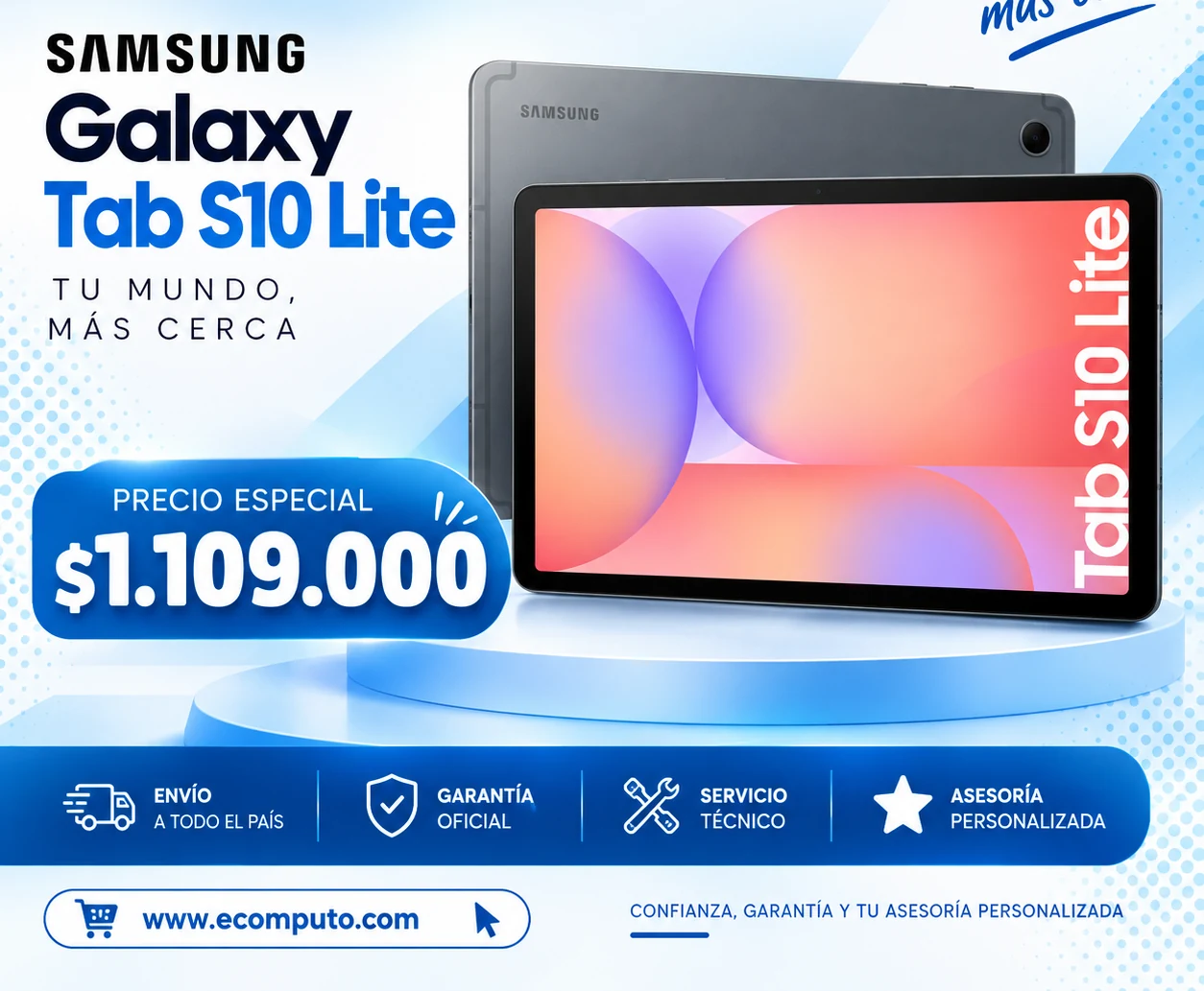 Arte de Samsung Galaxy Tab S10 Lite, con su precio y ficha técnica
