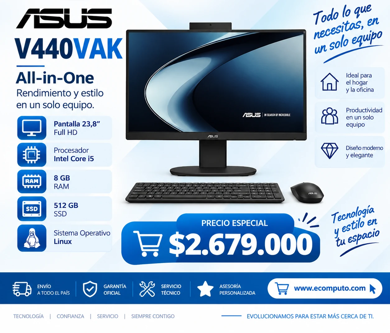 Arte de ASUS V440VAK, con su precio y ficha técnica