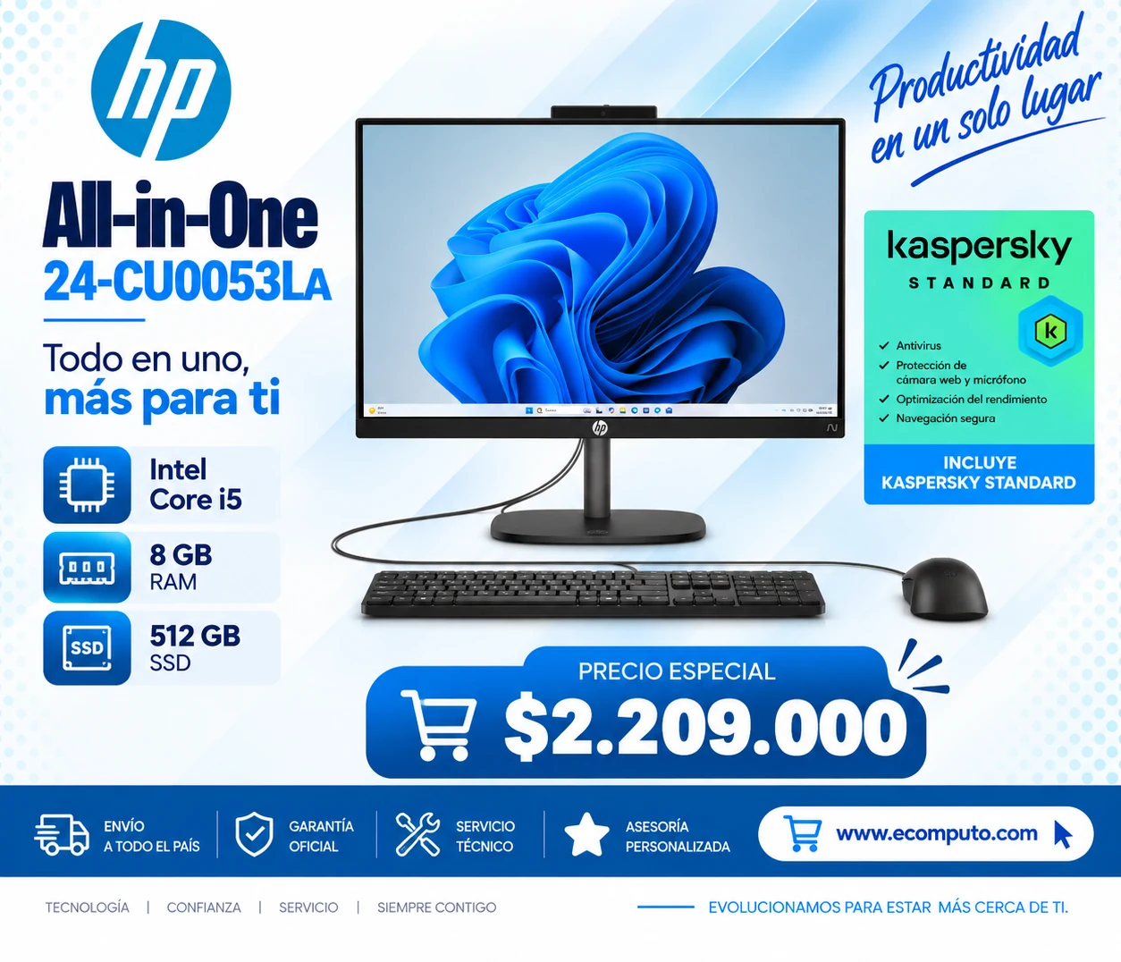 Arte de HP All-in-One 24-CU0053LA, con su precio y ficha técnica