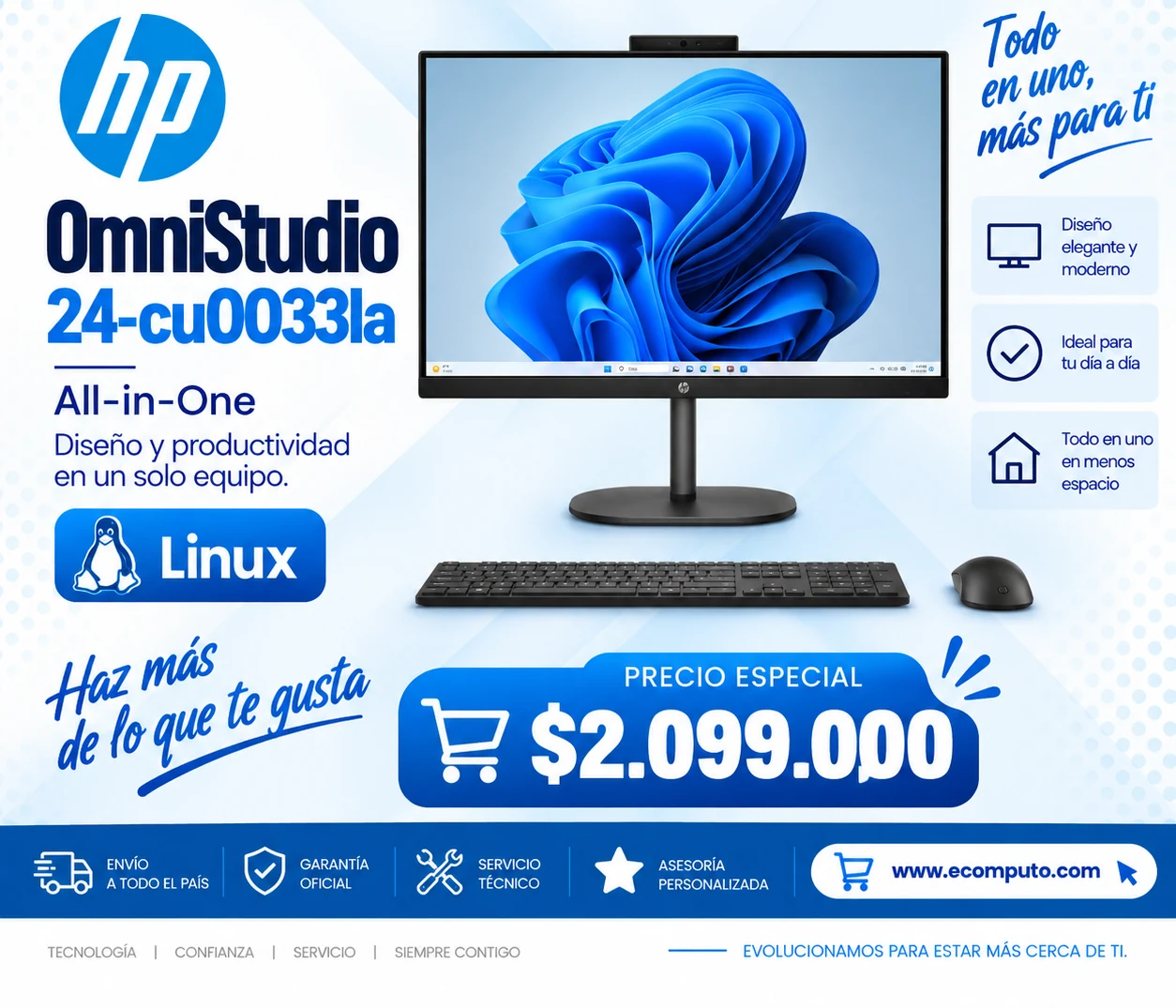 Arte de HP OmniStudio 24-cu0033la, con su precio y ficha técnica