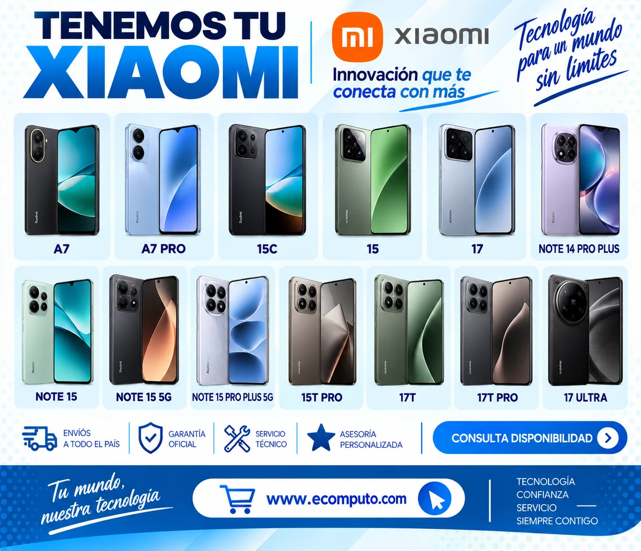 Arte de Todos los Xiaomi, con los modelos disponibles